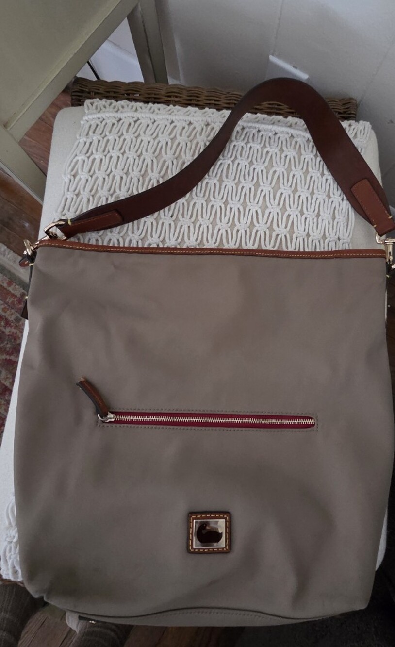 Dooney & Bourke Nylon Shoulder Bag With Leather Strap, Slouchy